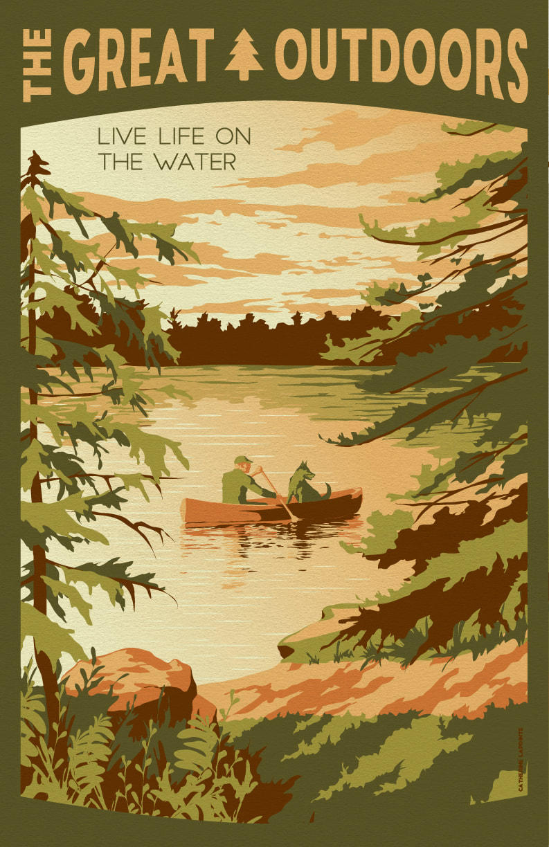 Canoe Travel Poster
